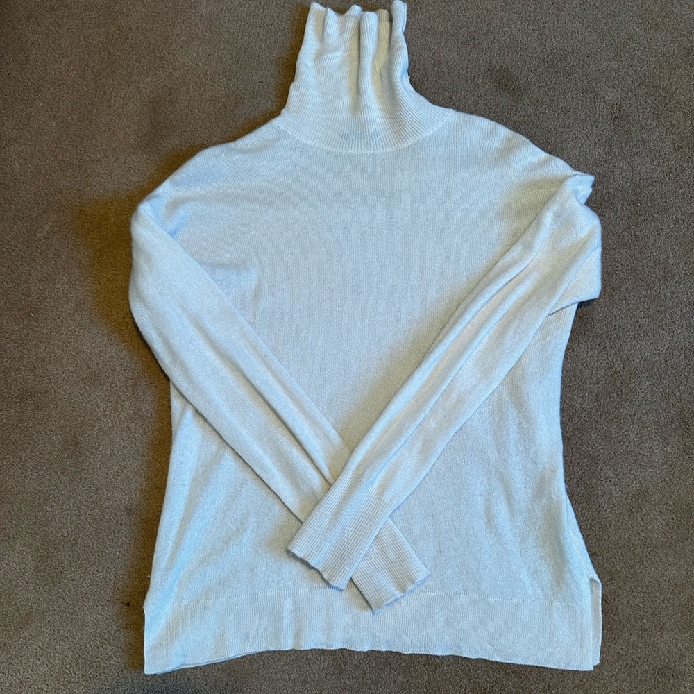 Halogen 100% Cashmere Turtleneck Sweater In Ivory Cloud Size Medium M 4920